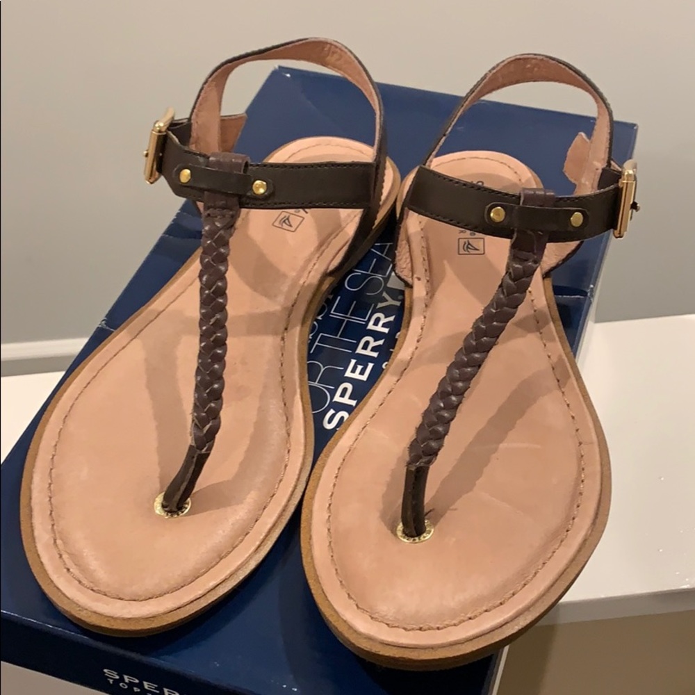 Sperry Women’s Brown Virginia Braided Thong Sandal